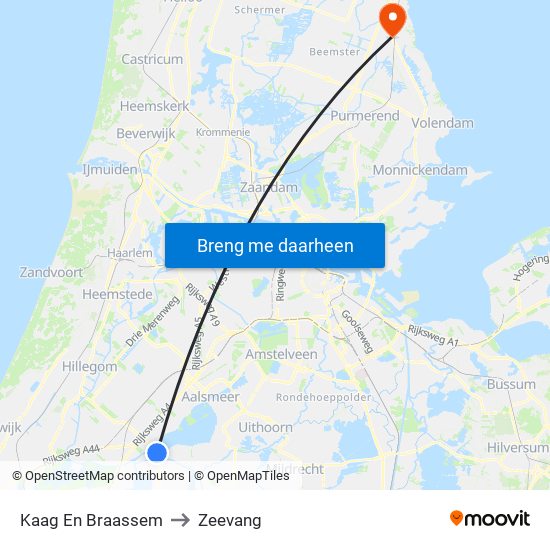 Kaag En Braassem to Zeevang map