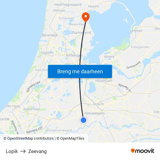 Lopik to Zeevang map