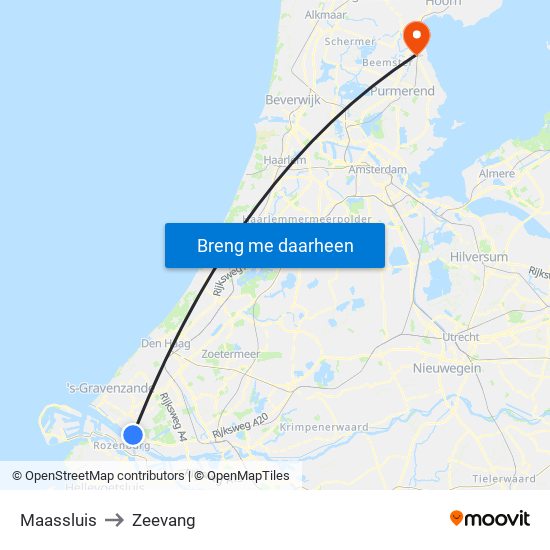 Maassluis to Zeevang map