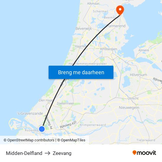 Midden-Delfland to Zeevang map
