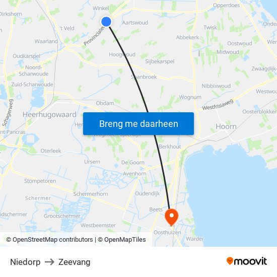 Niedorp to Zeevang map