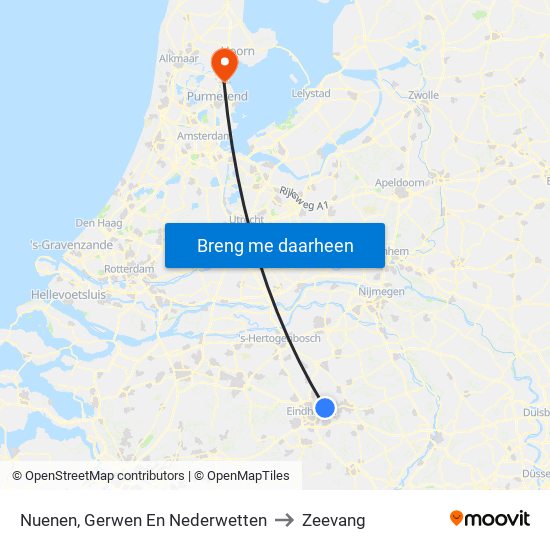 Nuenen, Gerwen En Nederwetten to Zeevang map