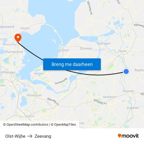 Olst-Wijhe to Zeevang map