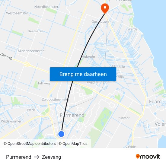 Purmerend to Zeevang map