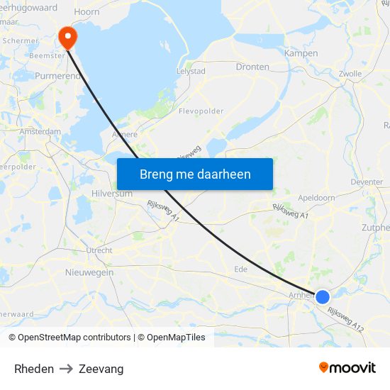 Rheden to Zeevang map