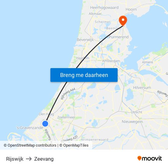 Rijswijk to Zeevang map