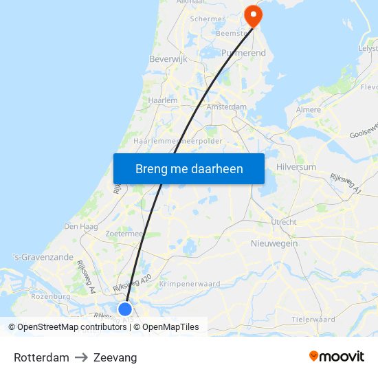 Rotterdam to Zeevang map