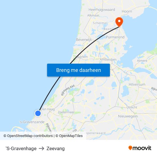 'S-Gravenhage to Zeevang map