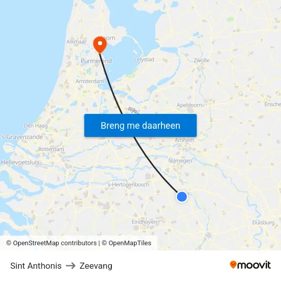 Sint Anthonis to Zeevang map