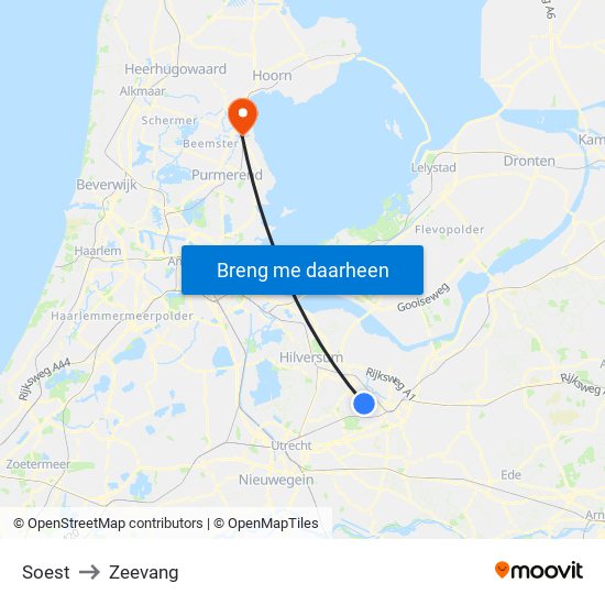 Soest to Zeevang map