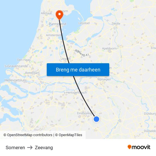 Someren to Zeevang map