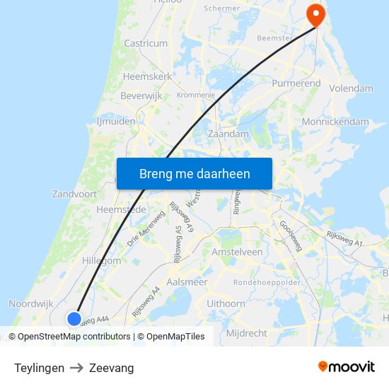 Teylingen to Zeevang map