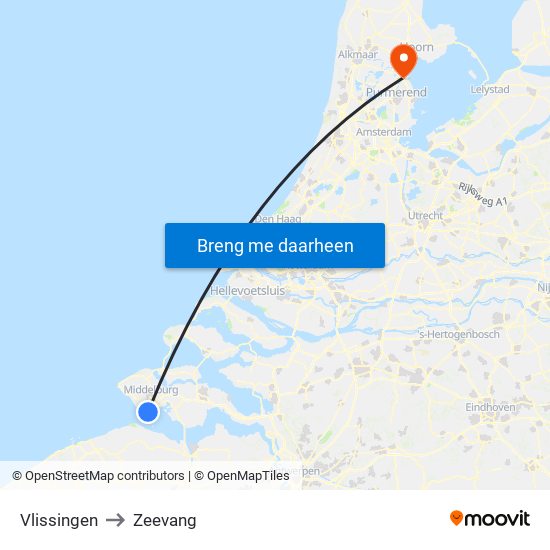 Vlissingen to Zeevang map