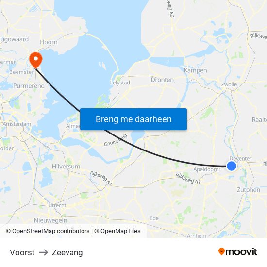 Voorst to Zeevang map