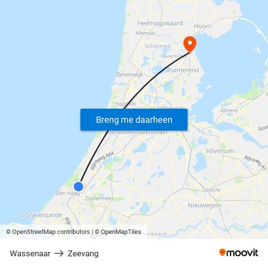 Wassenaar to Zeevang map