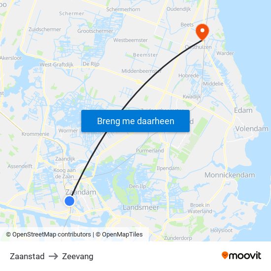 Zaanstad to Zeevang map