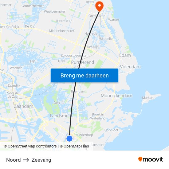 Noord to Zeevang map