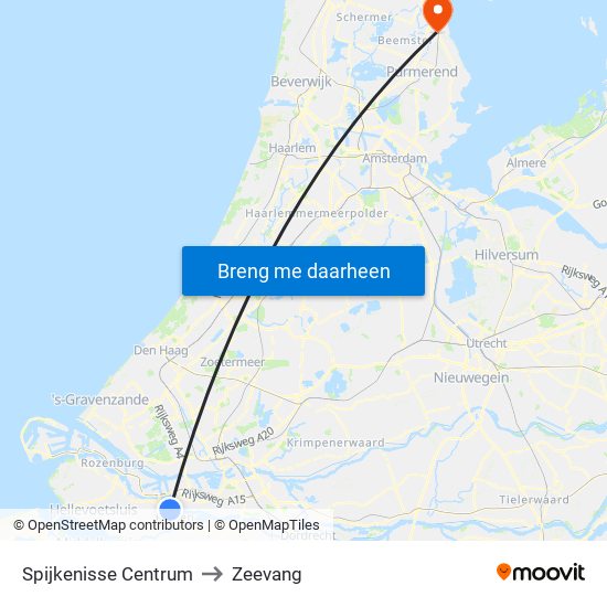 Spijkenisse Centrum to Zeevang map