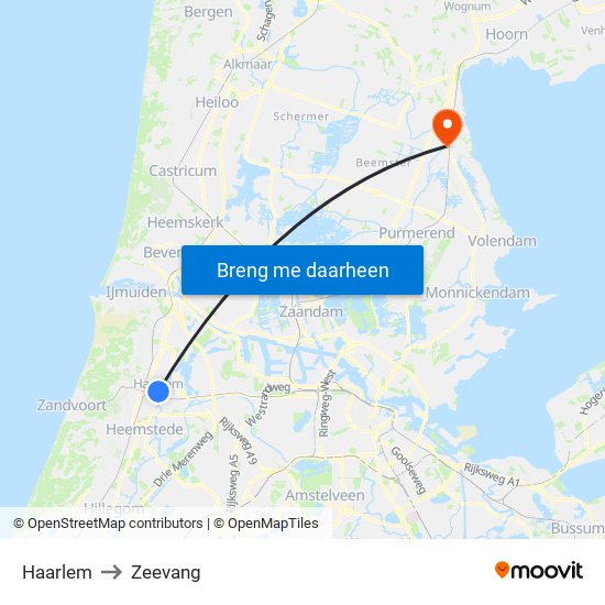 Haarlem to Zeevang map