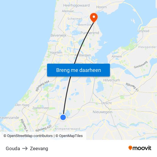 Gouda to Zeevang map