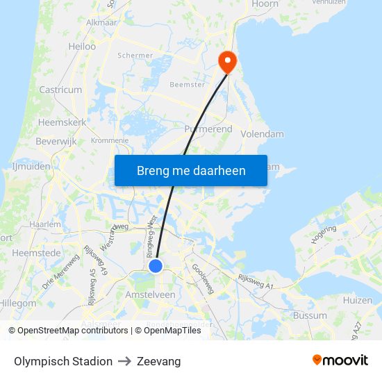 Olympisch Stadion to Zeevang map