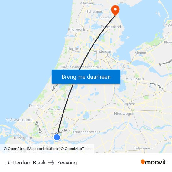 Rotterdam Blaak to Zeevang map