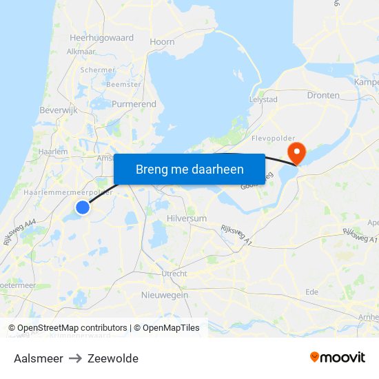 Aalsmeer to Zeewolde map