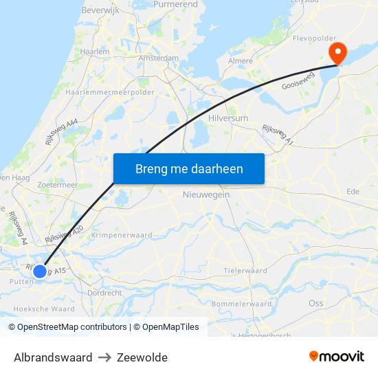 Albrandswaard to Zeewolde map