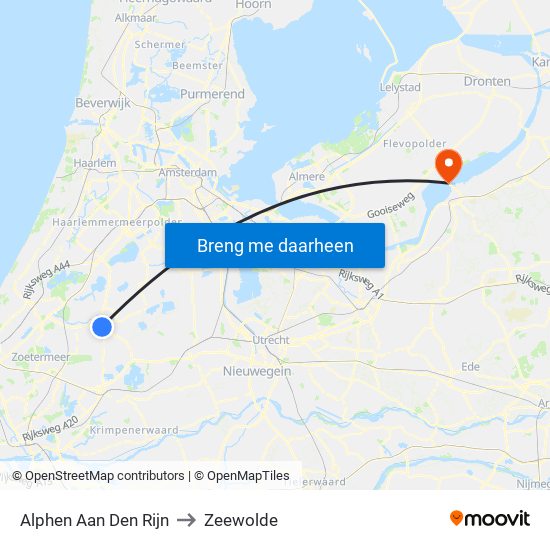 Alphen Aan Den Rijn to Zeewolde map