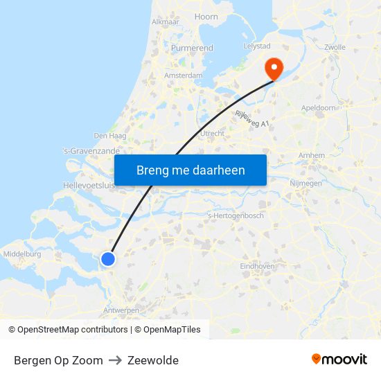 Bergen Op Zoom to Zeewolde map