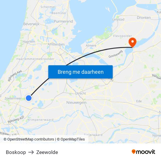 Boskoop to Zeewolde map