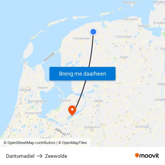 Dantumadiel to Zeewolde map