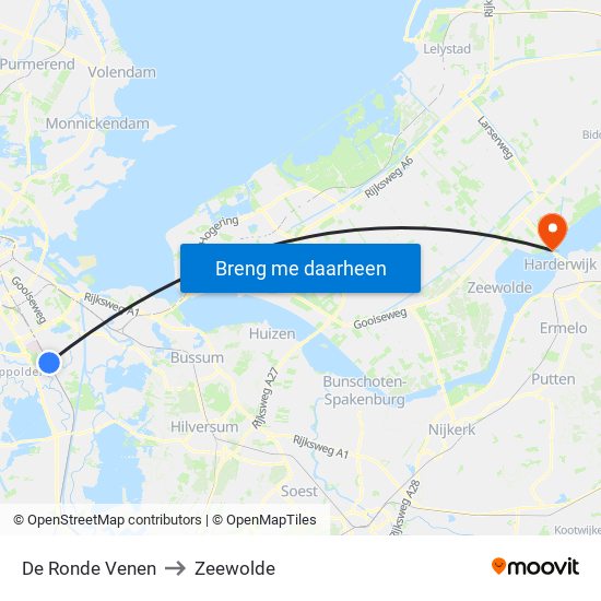 De Ronde Venen to Zeewolde map