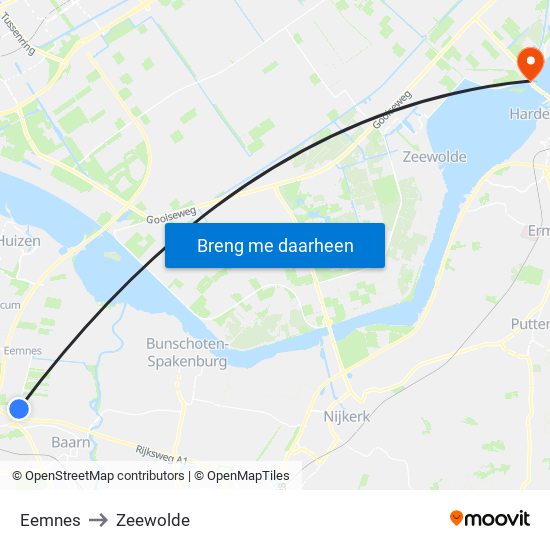 Eemnes to Zeewolde map