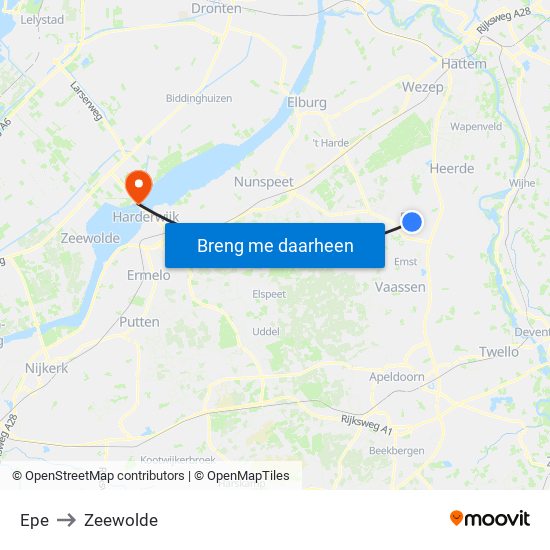 Epe to Zeewolde map