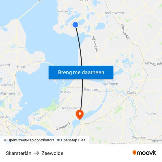 Skarsterlân to Zeewolde map