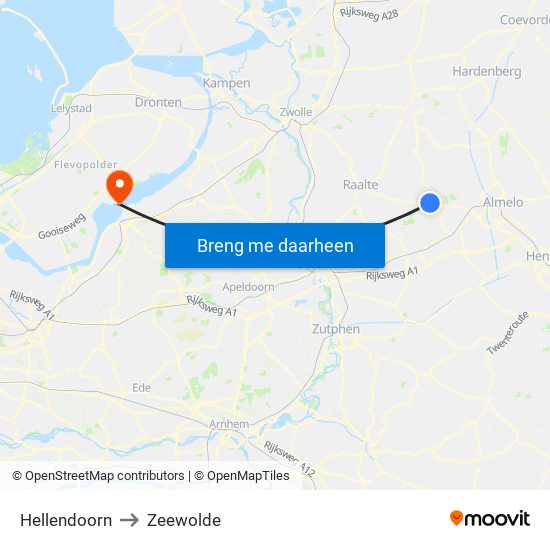 Hellendoorn to Zeewolde map
