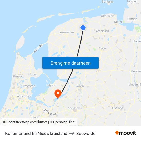 Kollumerland En Nieuwkruisland to Zeewolde map