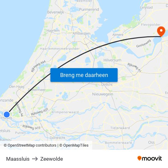 Maassluis to Zeewolde map