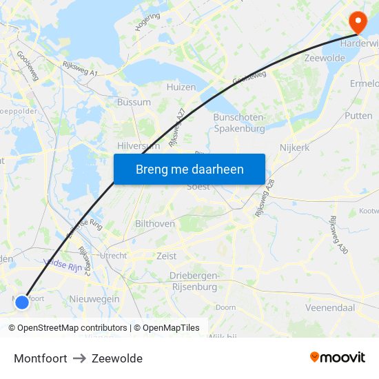 Montfoort to Zeewolde map