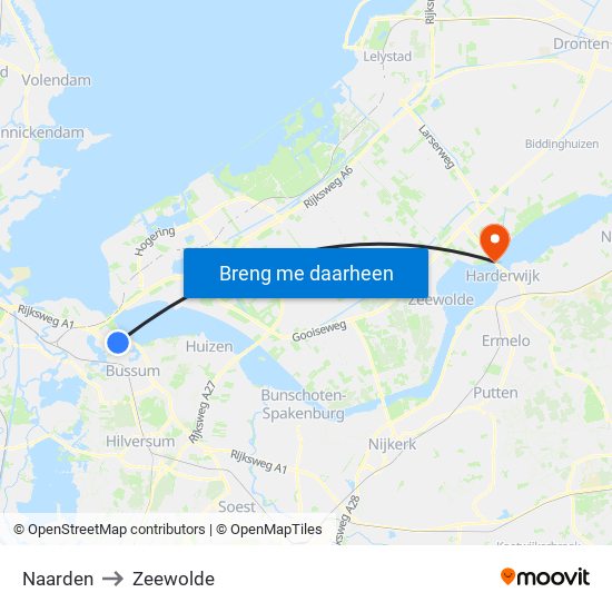 Naarden to Zeewolde map