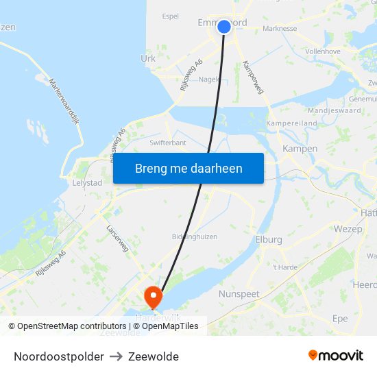 Noordoostpolder to Zeewolde map