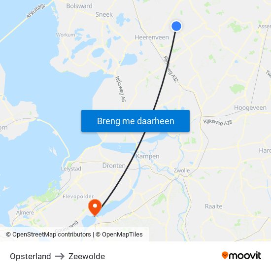 Opsterland to Zeewolde map