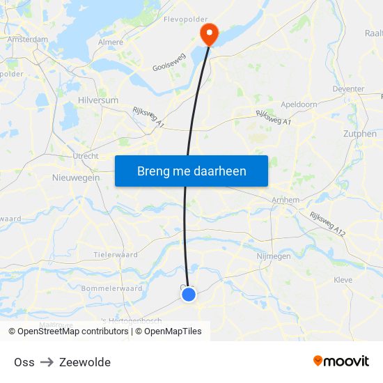 Oss to Zeewolde map