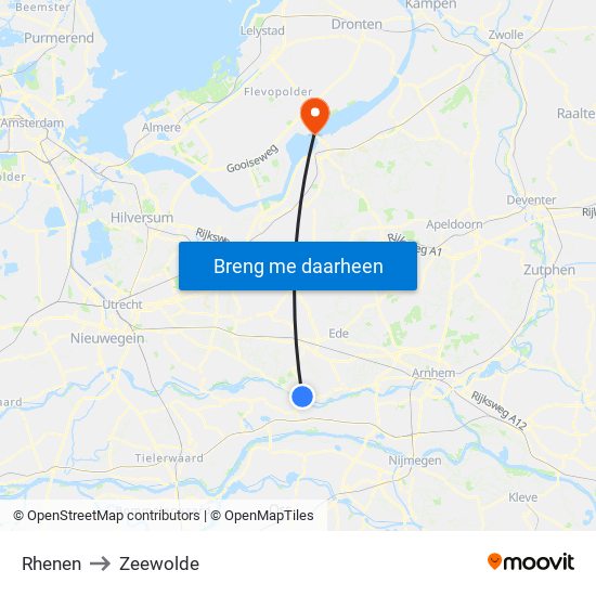 Rhenen to Zeewolde map