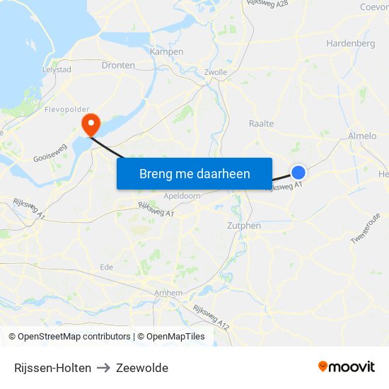 Rijssen-Holten to Zeewolde map
