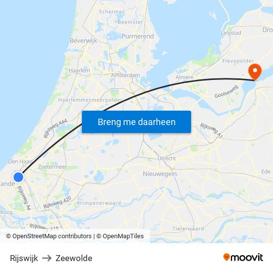 Rijswijk to Zeewolde map