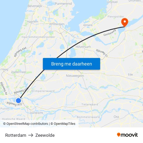 Rotterdam to Zeewolde map