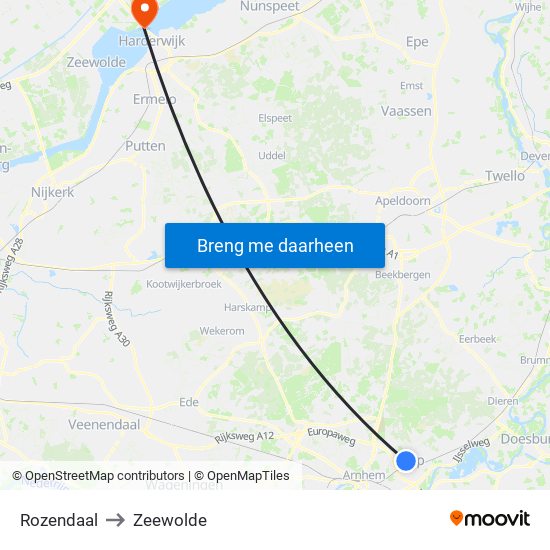 Rozendaal to Zeewolde map