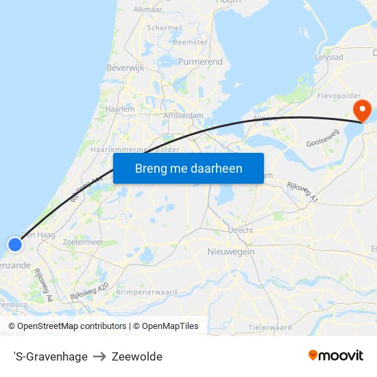 'S-Gravenhage to Zeewolde map